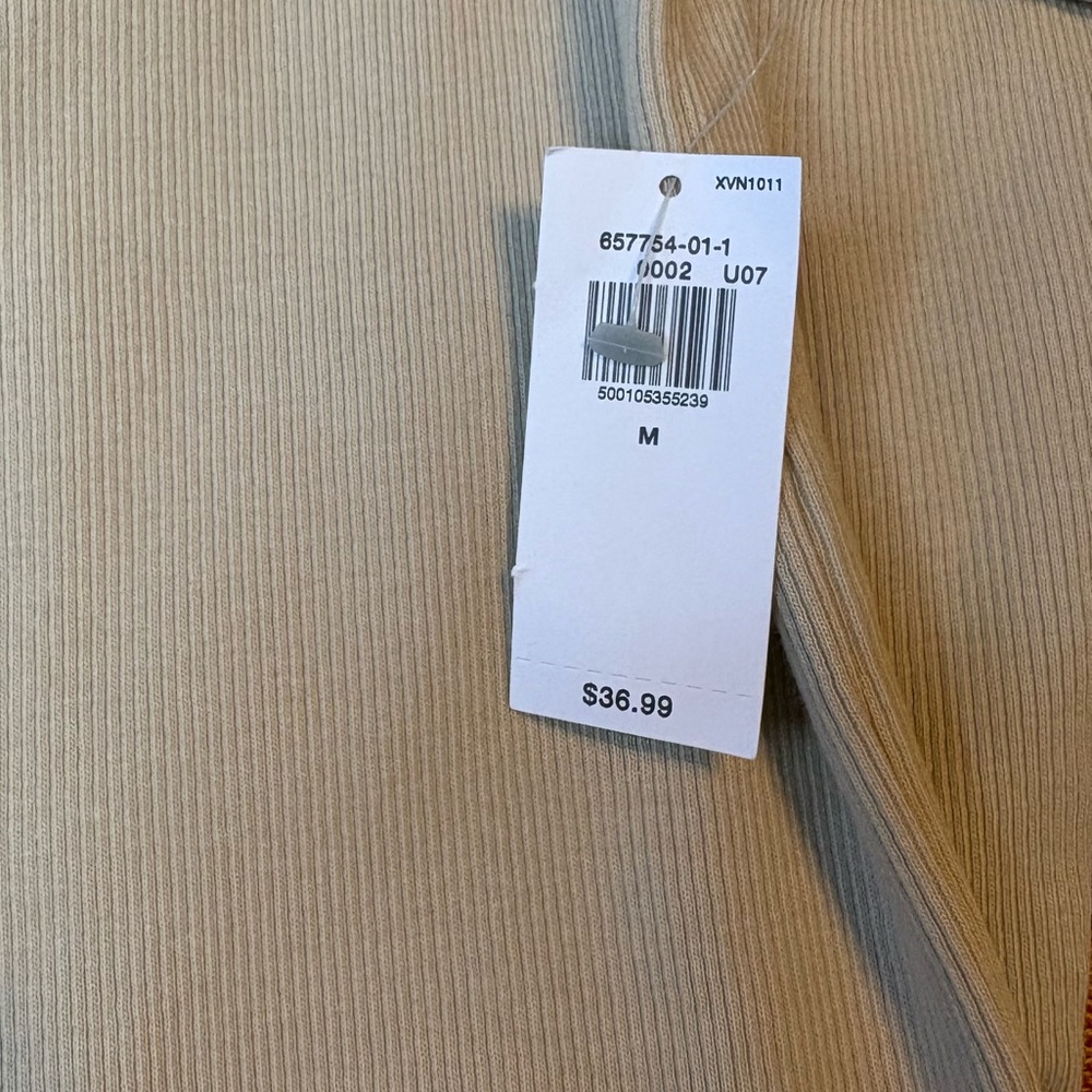 NWT Old Navy Beige Scoop Neck Fitted Ribbed Knit Midi Dress Size M - Picture 8 of 10